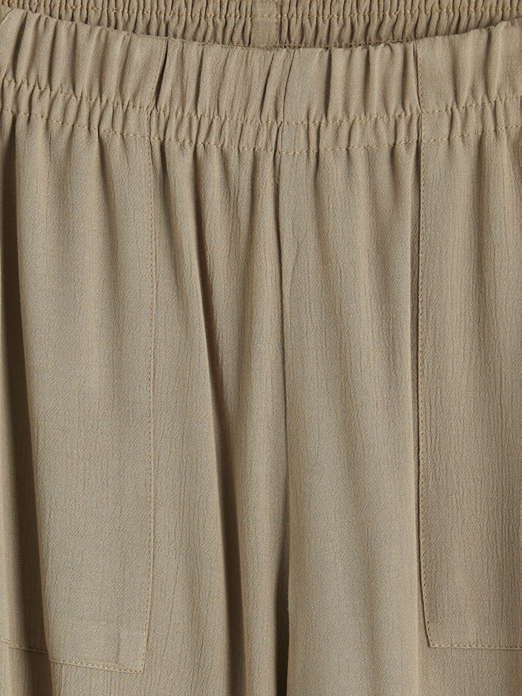 Kahverengi Beli Lastikli Geniş Paça Kadın Pantolon-2