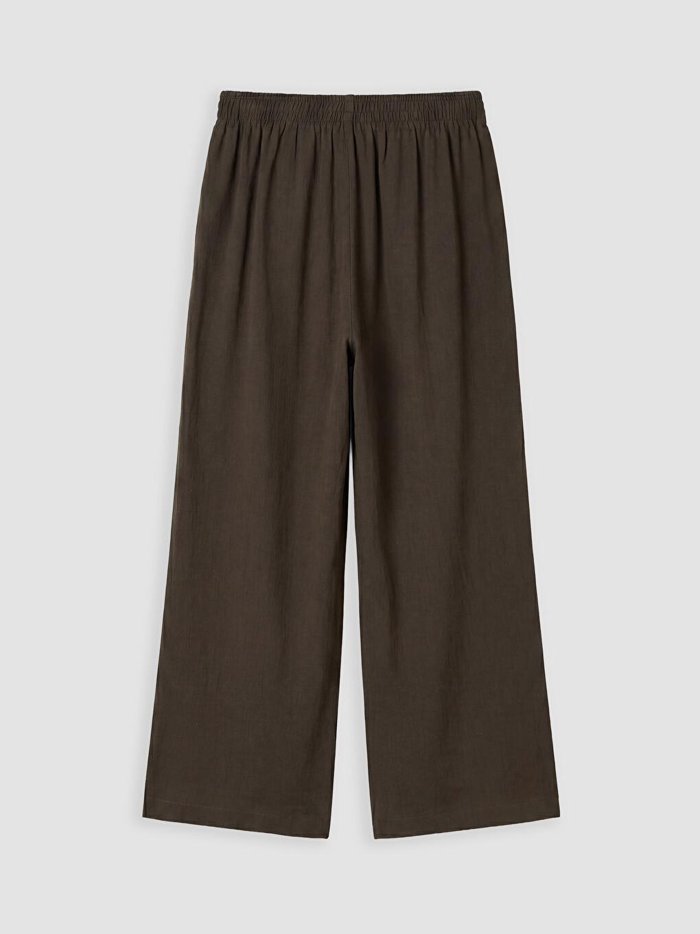 Kahverengi Beli Lastikli Geniş Paça Kadın Pantolon-2