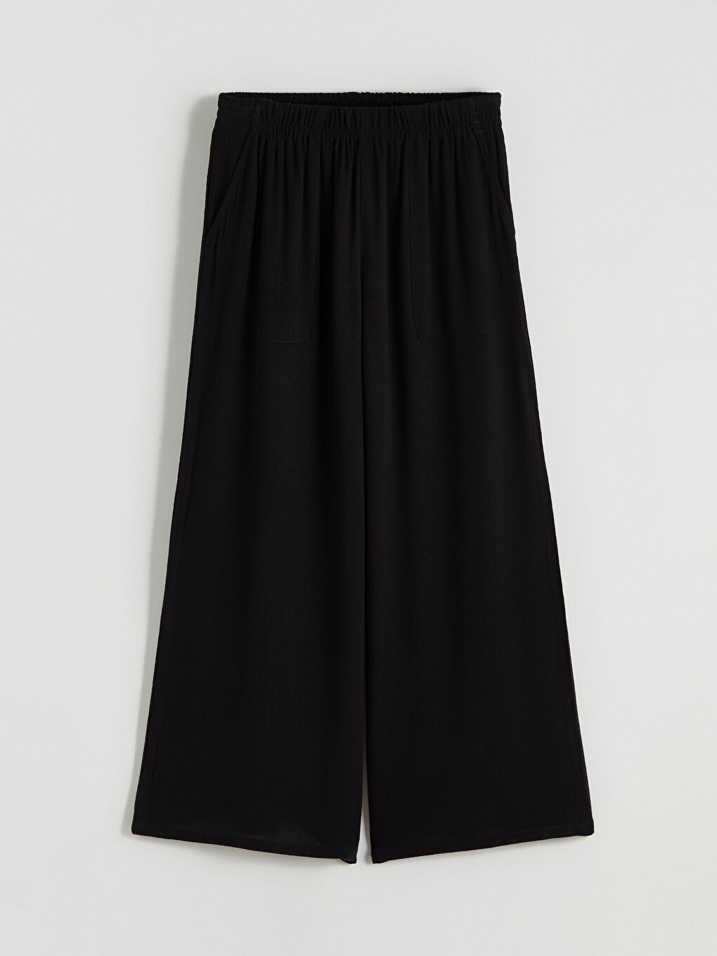 Siyah Beli Lastikli Geniş Paça Kadın Pantolon-4