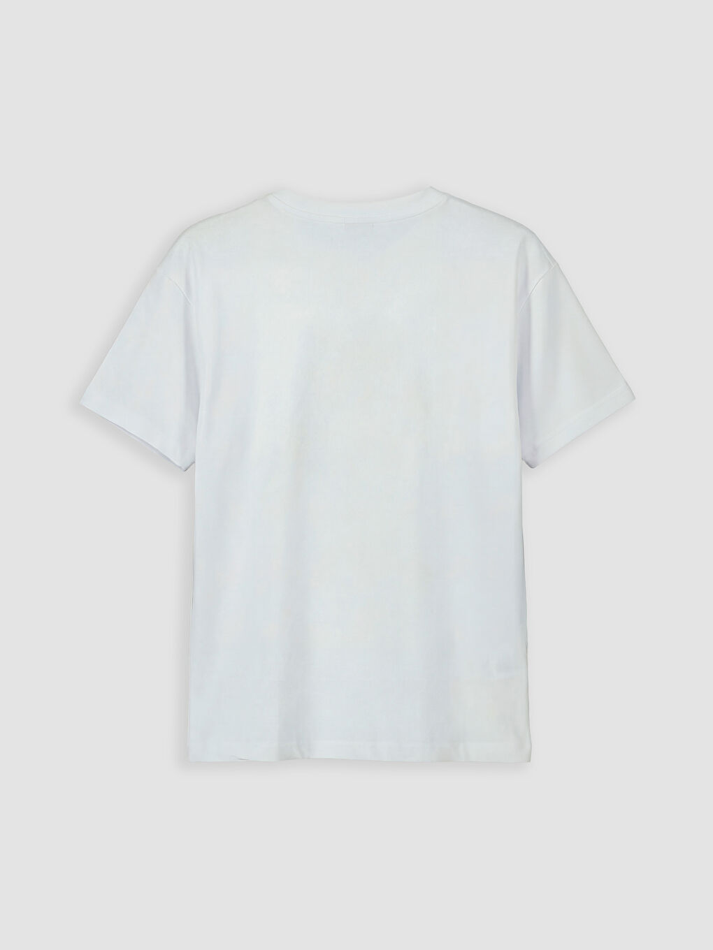 Beyaz Bisiklet Yaka Baskılı Kız Çocuk Tişört-1