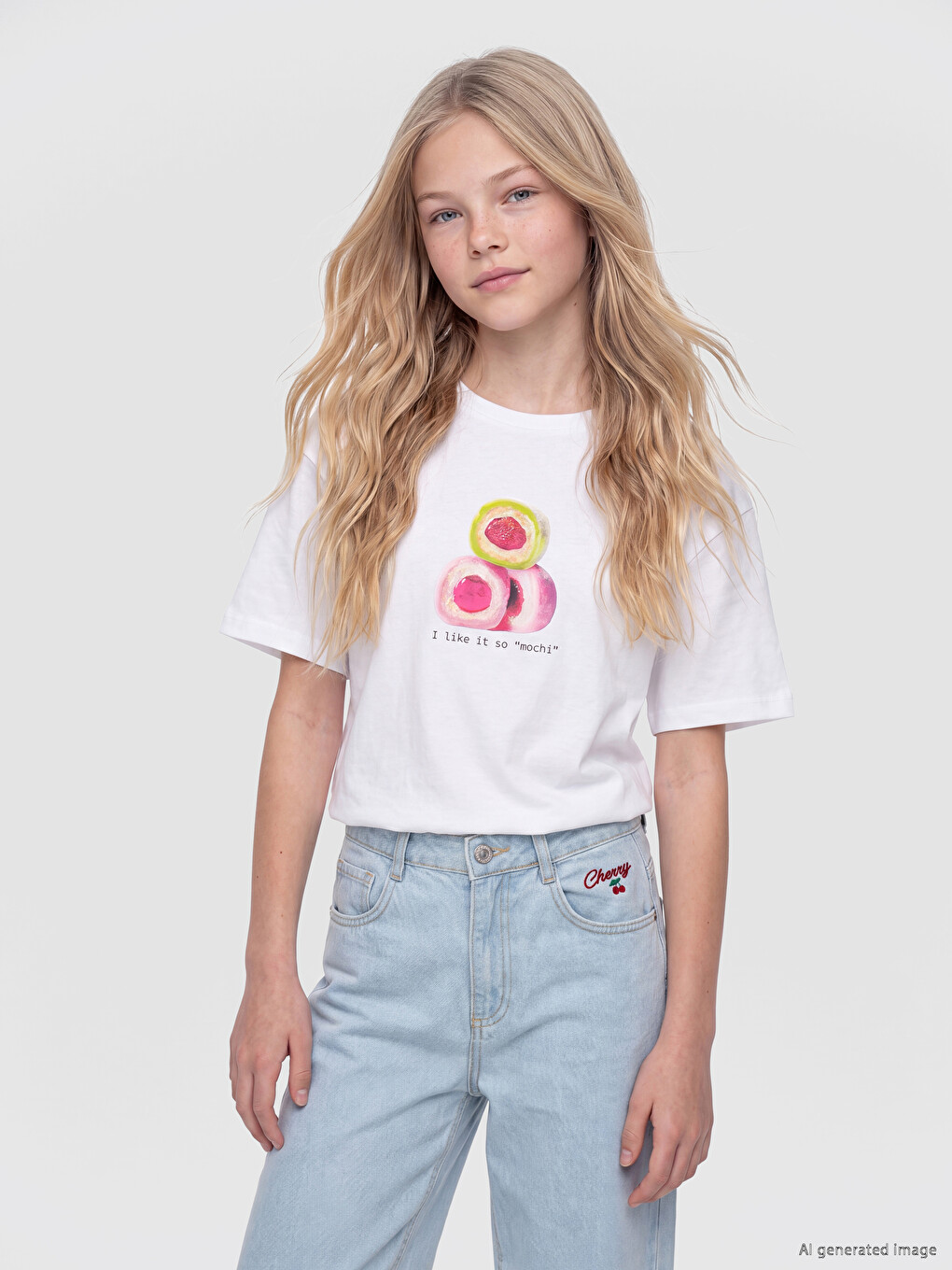 Crew Neck Printed Girls' T-shirt