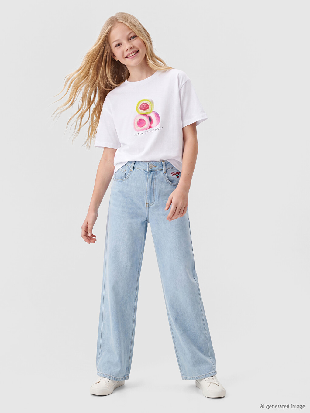 Crew Neck Printed Girls' T-shirt-1