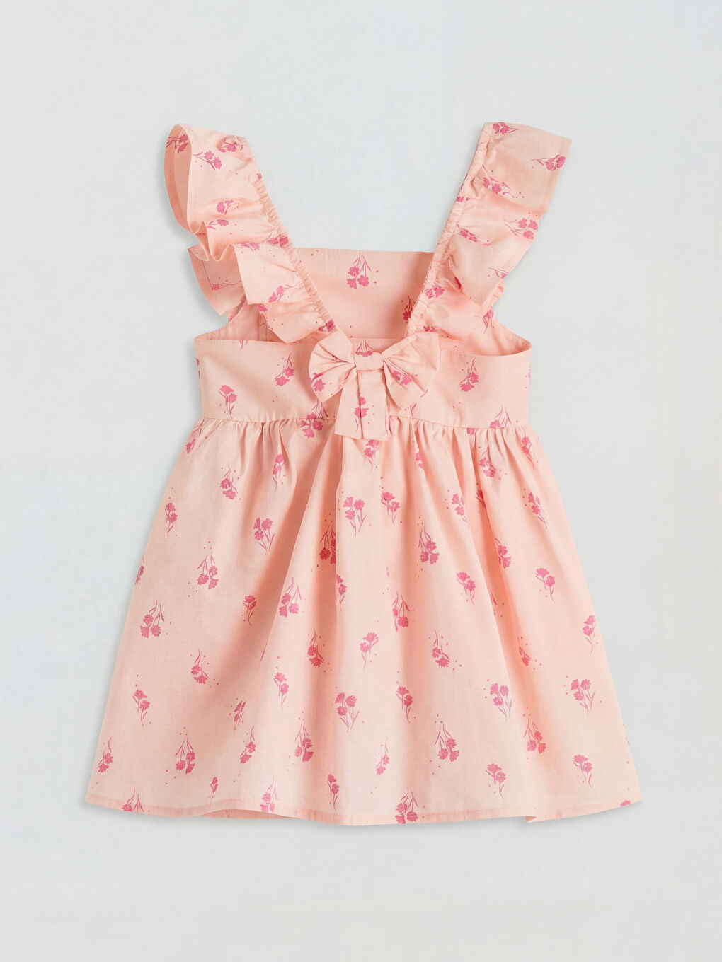 Square Neck Floral Girls' Poplin Dress-1