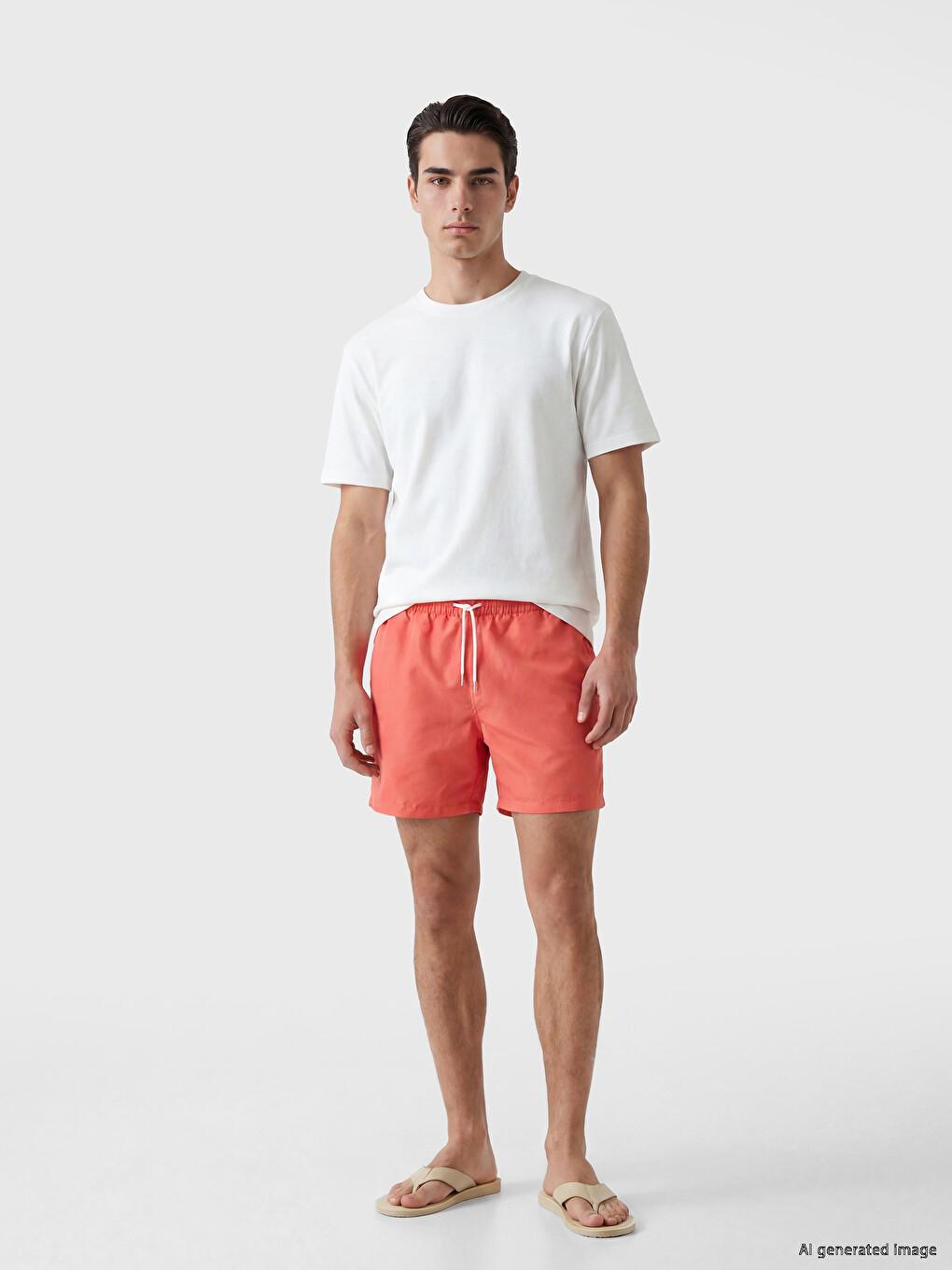 Man Orange Swimming Shorts-1