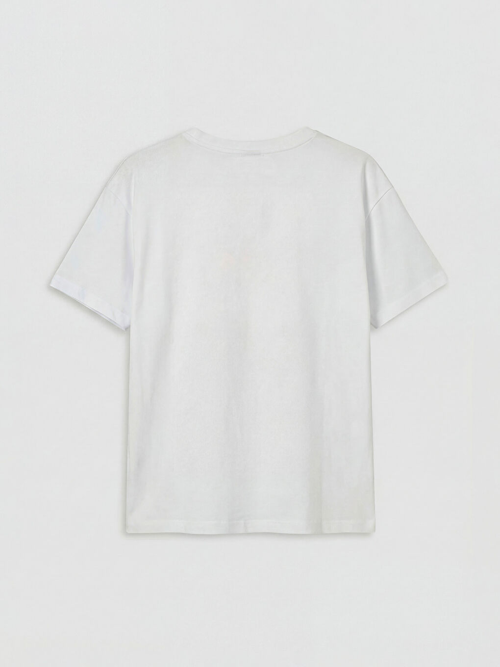 Beyaz Bisiklet Yaka Baskılı Kız Çocuk Tişört-1