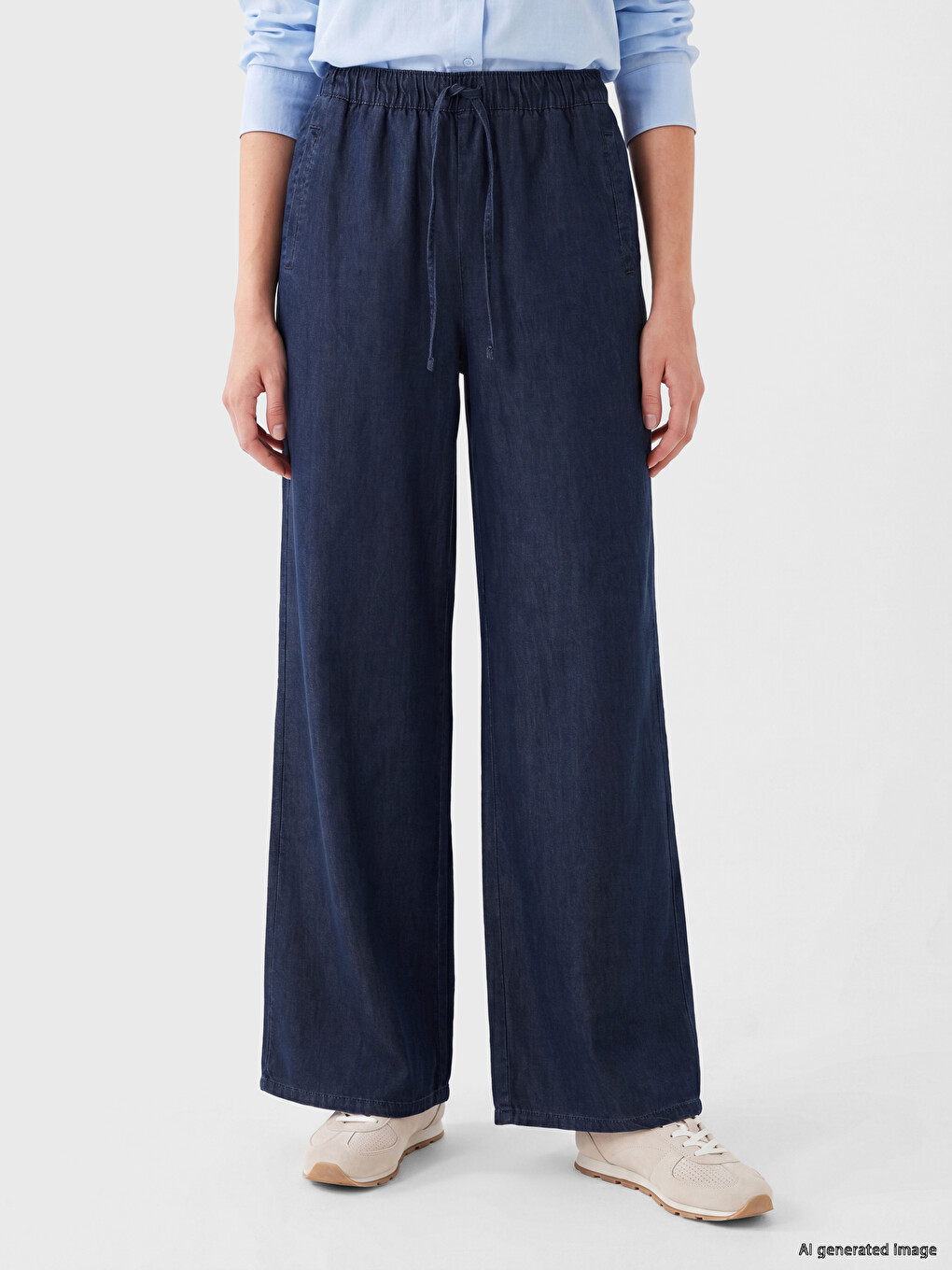 Blugi Femei Wideleg Talie Elastică-1