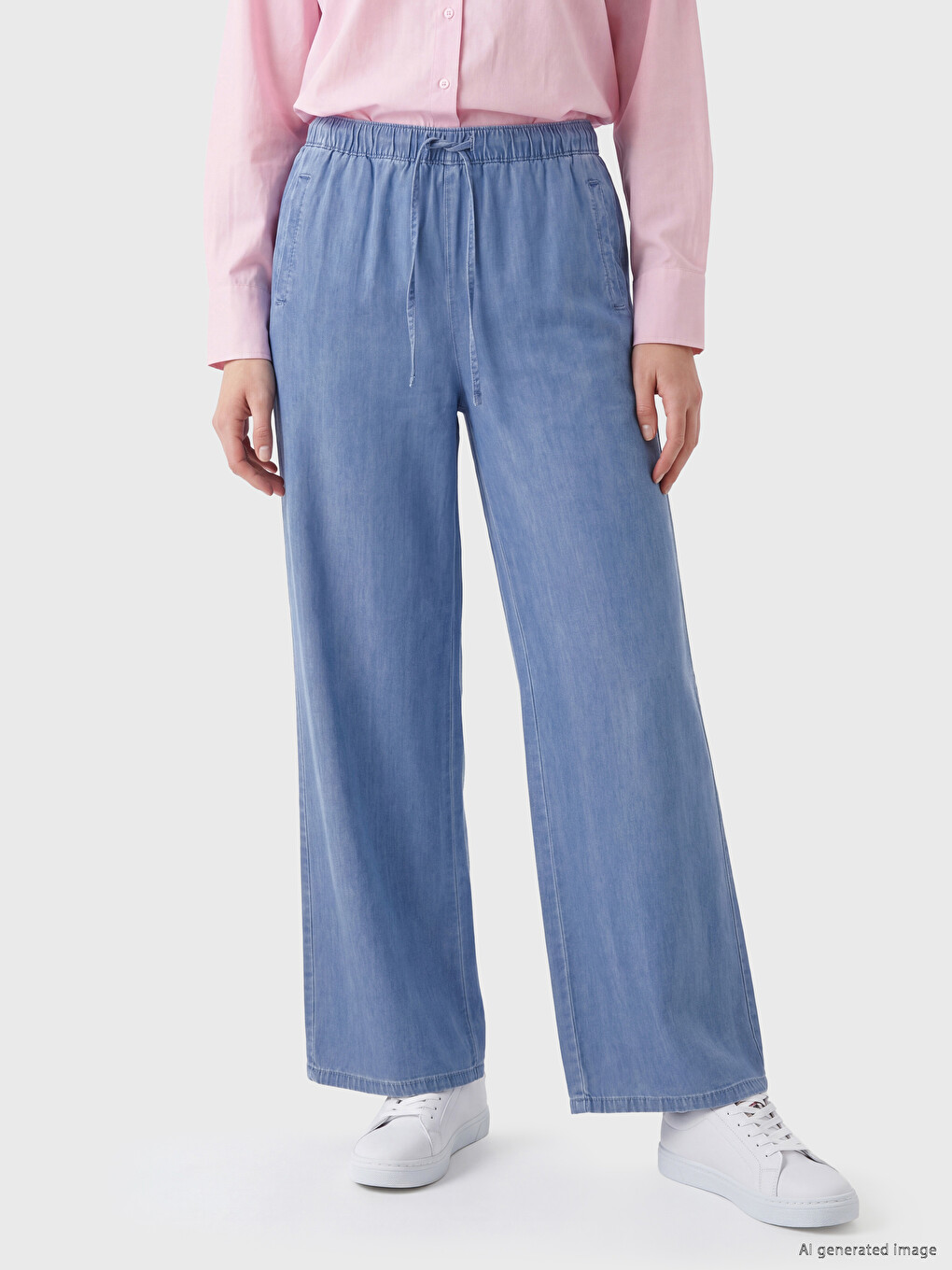 Elastic Waist Wideleg Women's Jeans-1