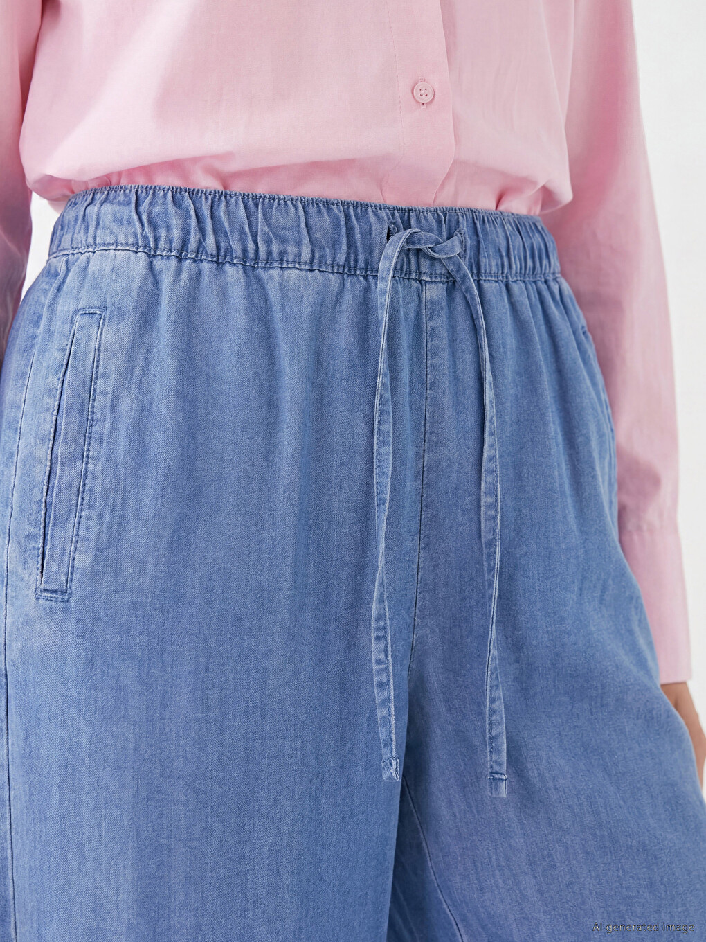 Elastic Waist Wideleg Women's Jeans-2
