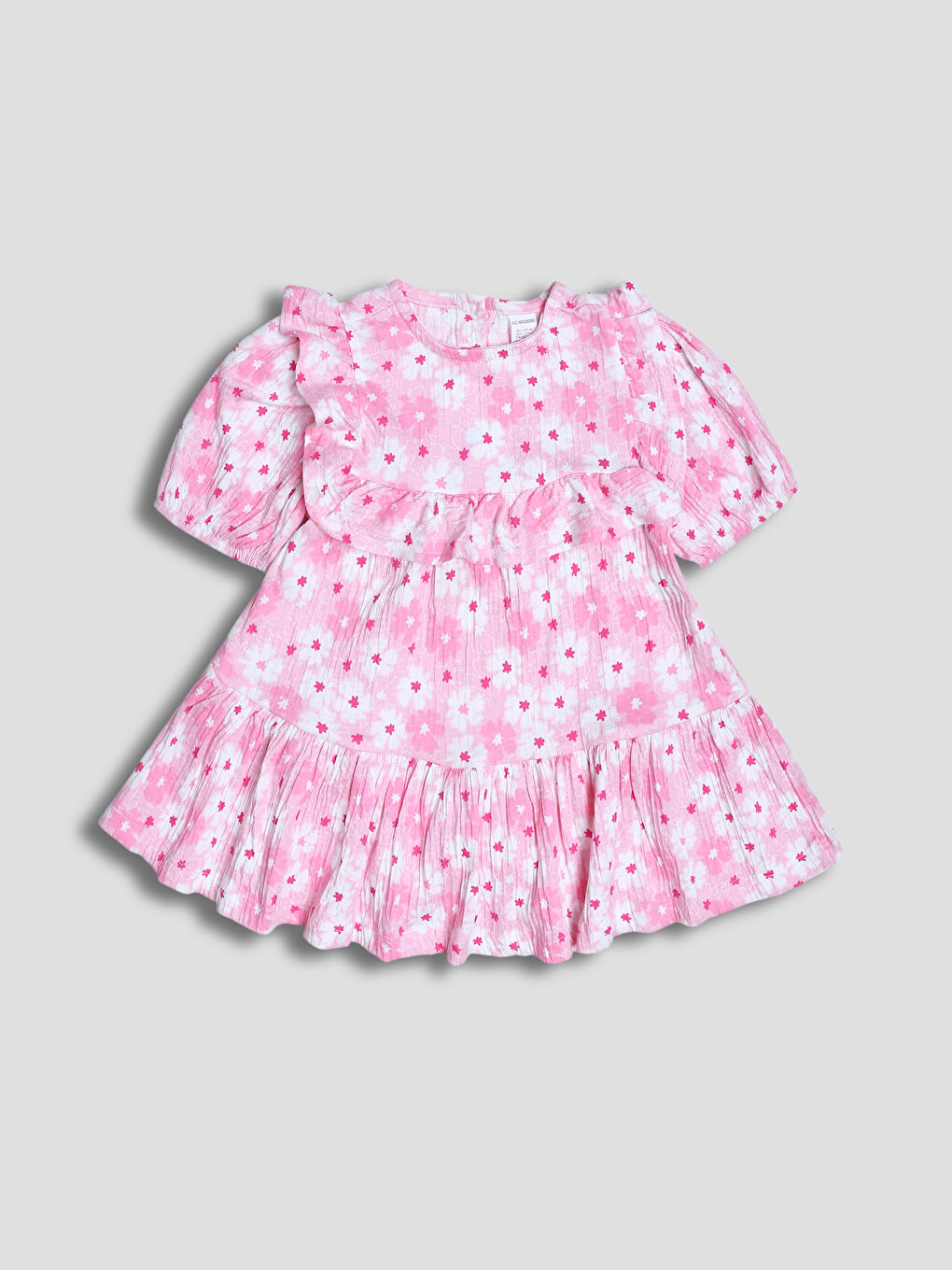 Crew Neck Patterned Baby Girls' Dress