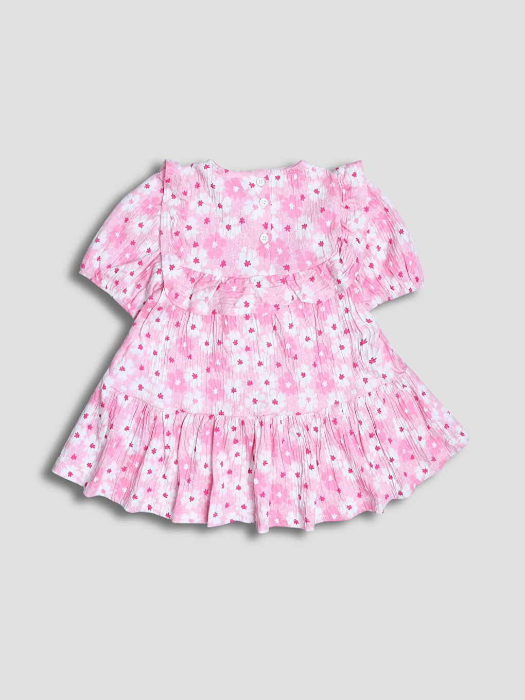 Crew Neck Patterned Baby Girls' Dress-1
