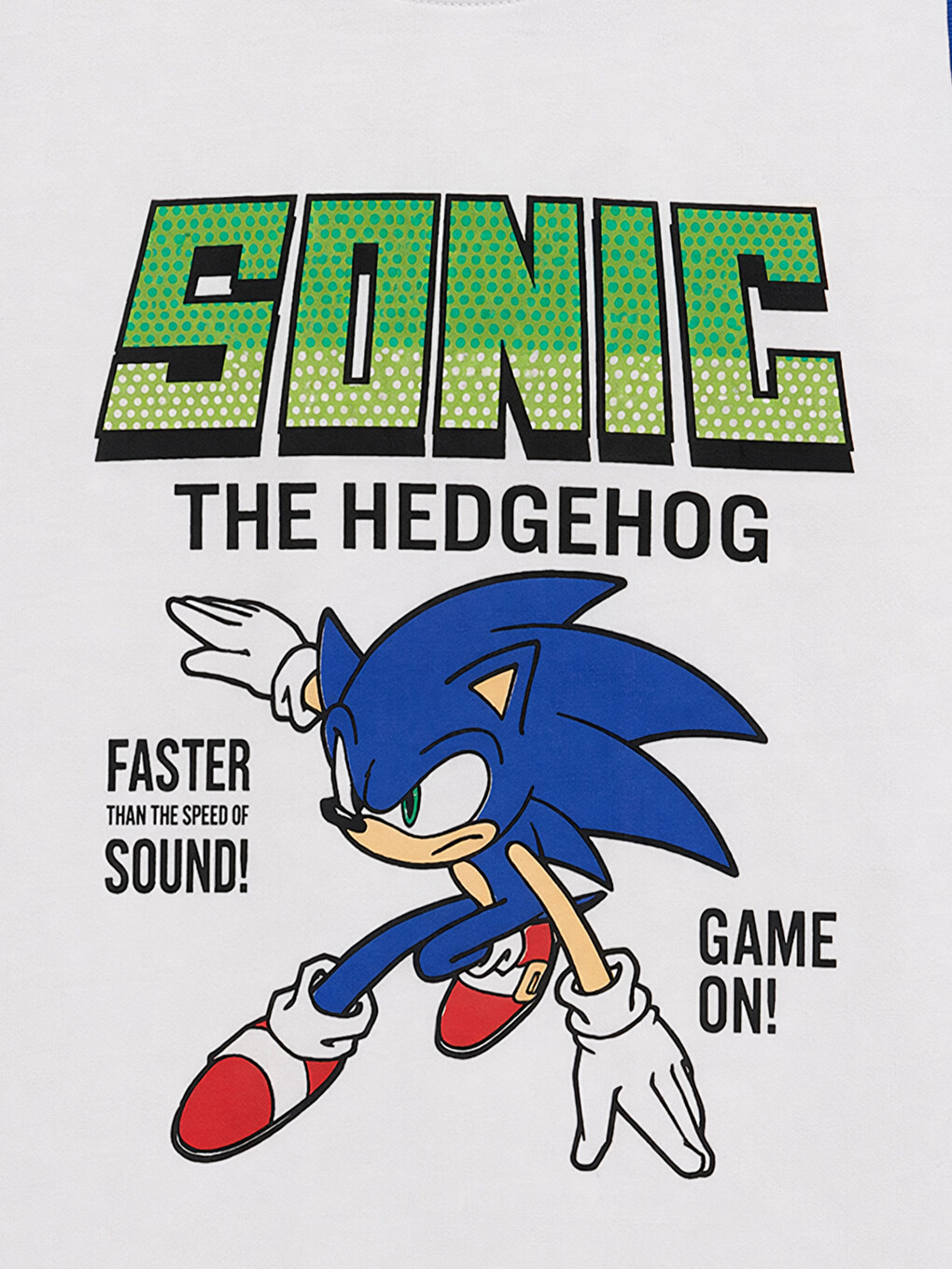 Beyaz Bisiklet Yaka Sonic Baskılı Erkek Çocuk Atlet-2