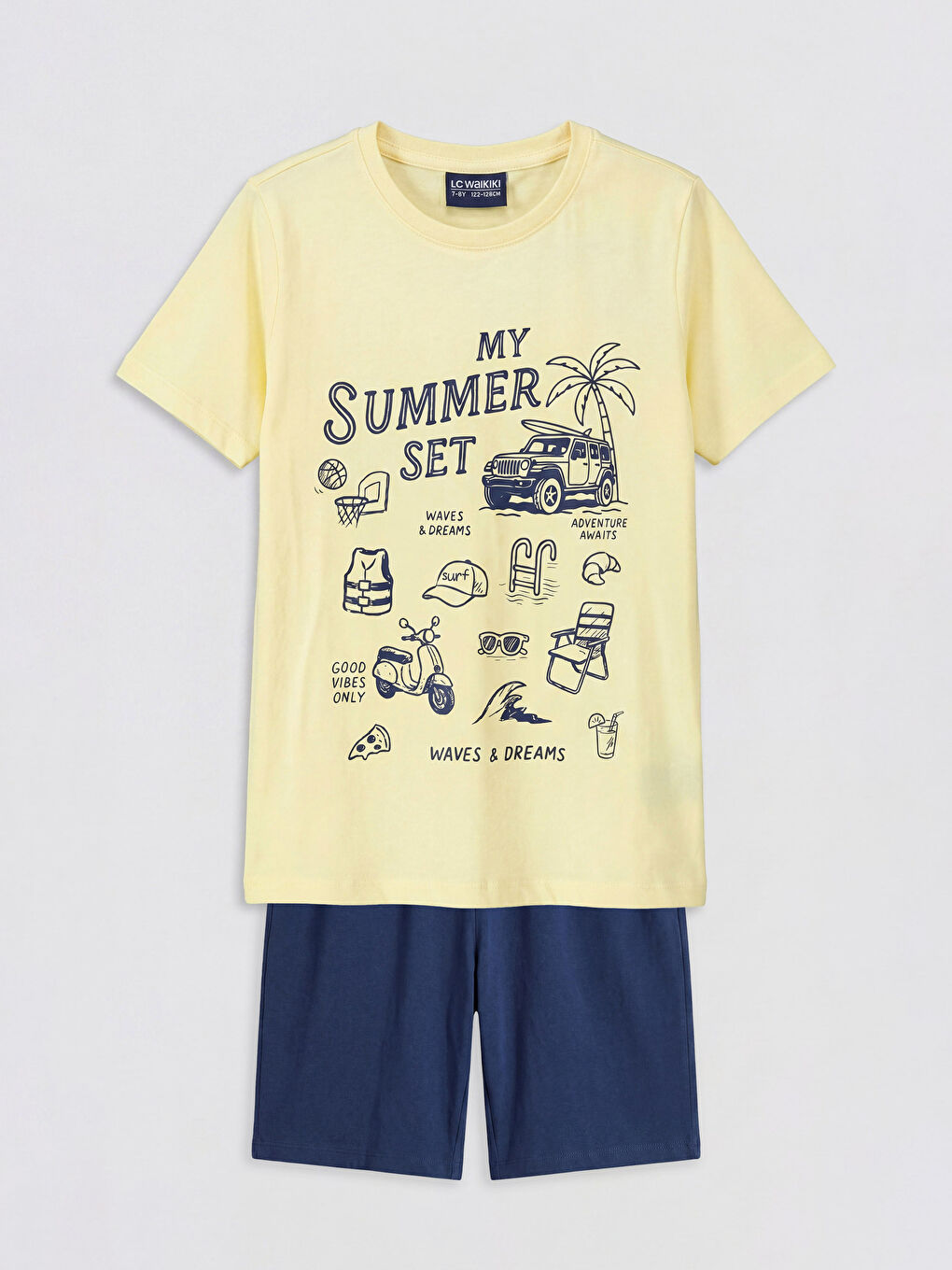 Sarı Baskılı Erkek Çocuk Şortlu Pijama Takımı