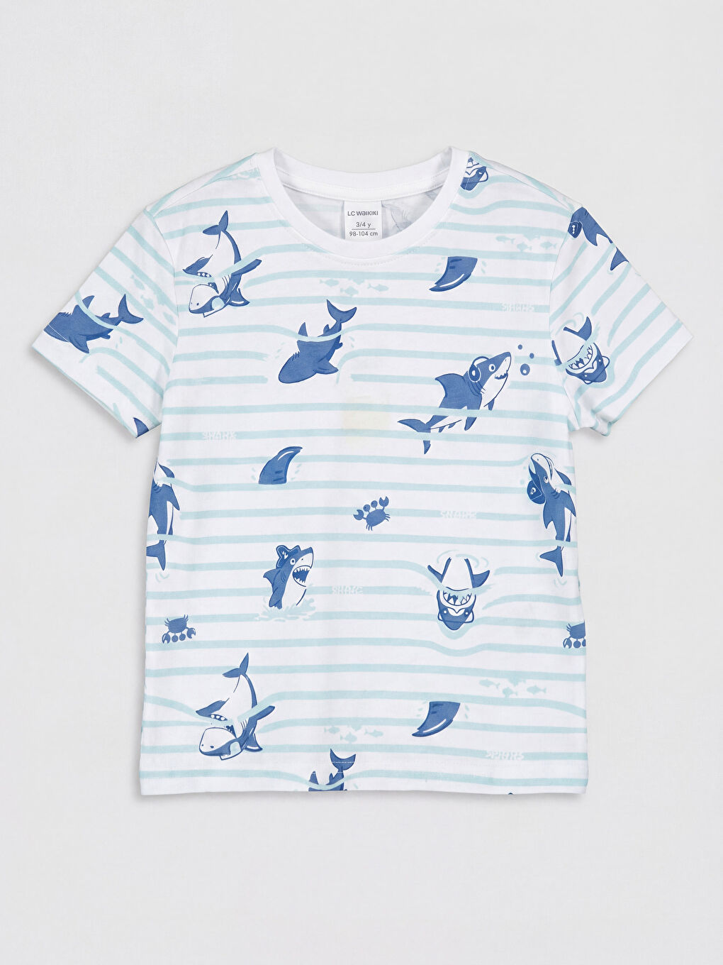 Beyaz Bisiklet Yaka Erkek Çocuk Şortlu Pijama Takımı-1