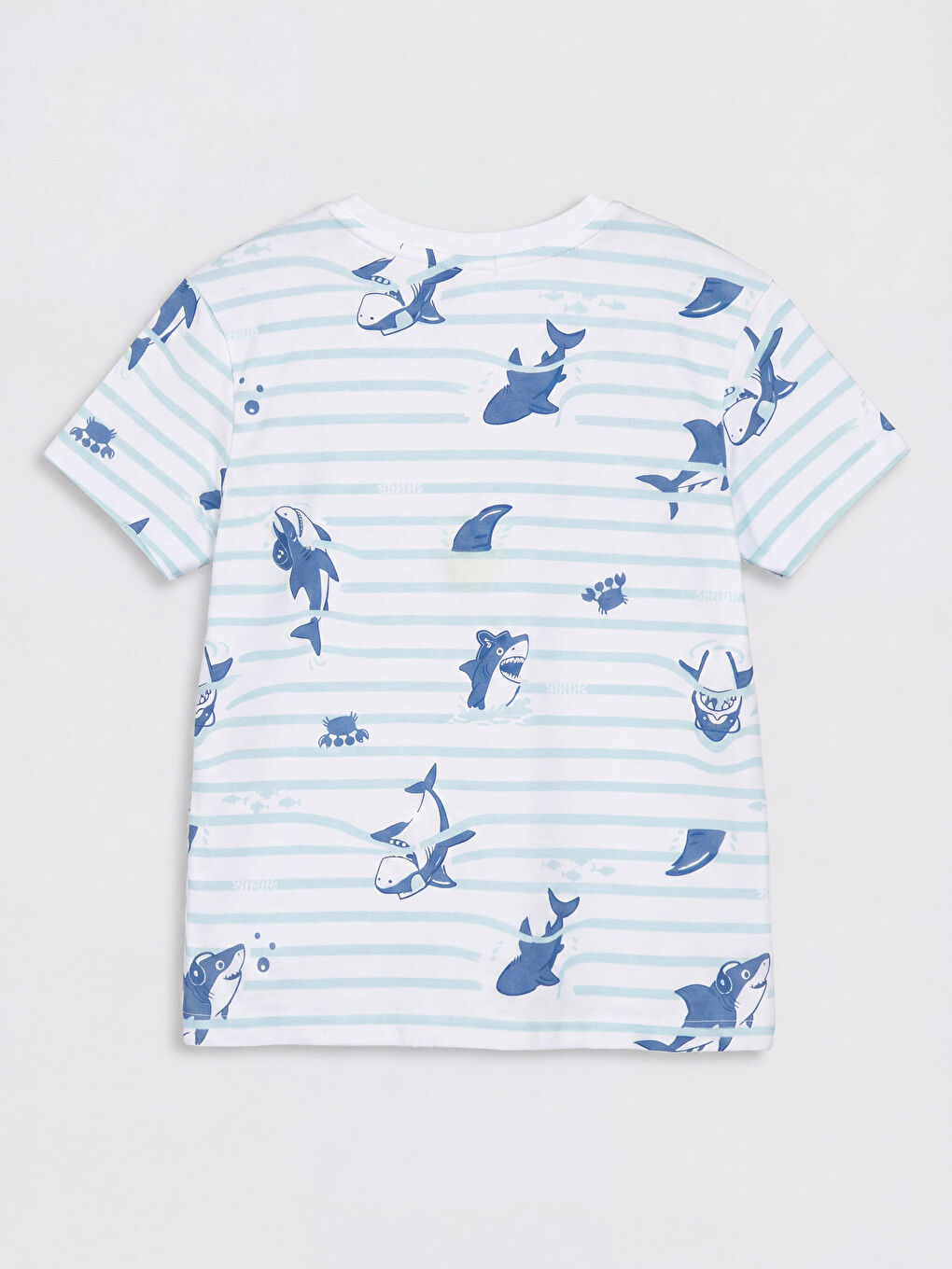 Beyaz Bisiklet Yaka Erkek Çocuk Şortlu Pijama Takımı-2