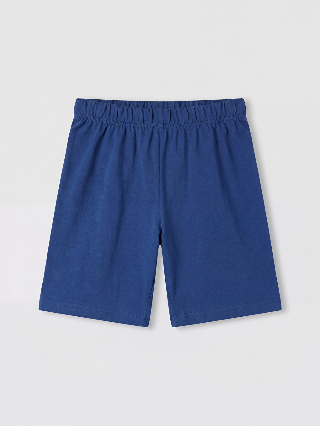 Beyaz Bisiklet Yaka Erkek Çocuk Şortlu Pijama Takımı-3