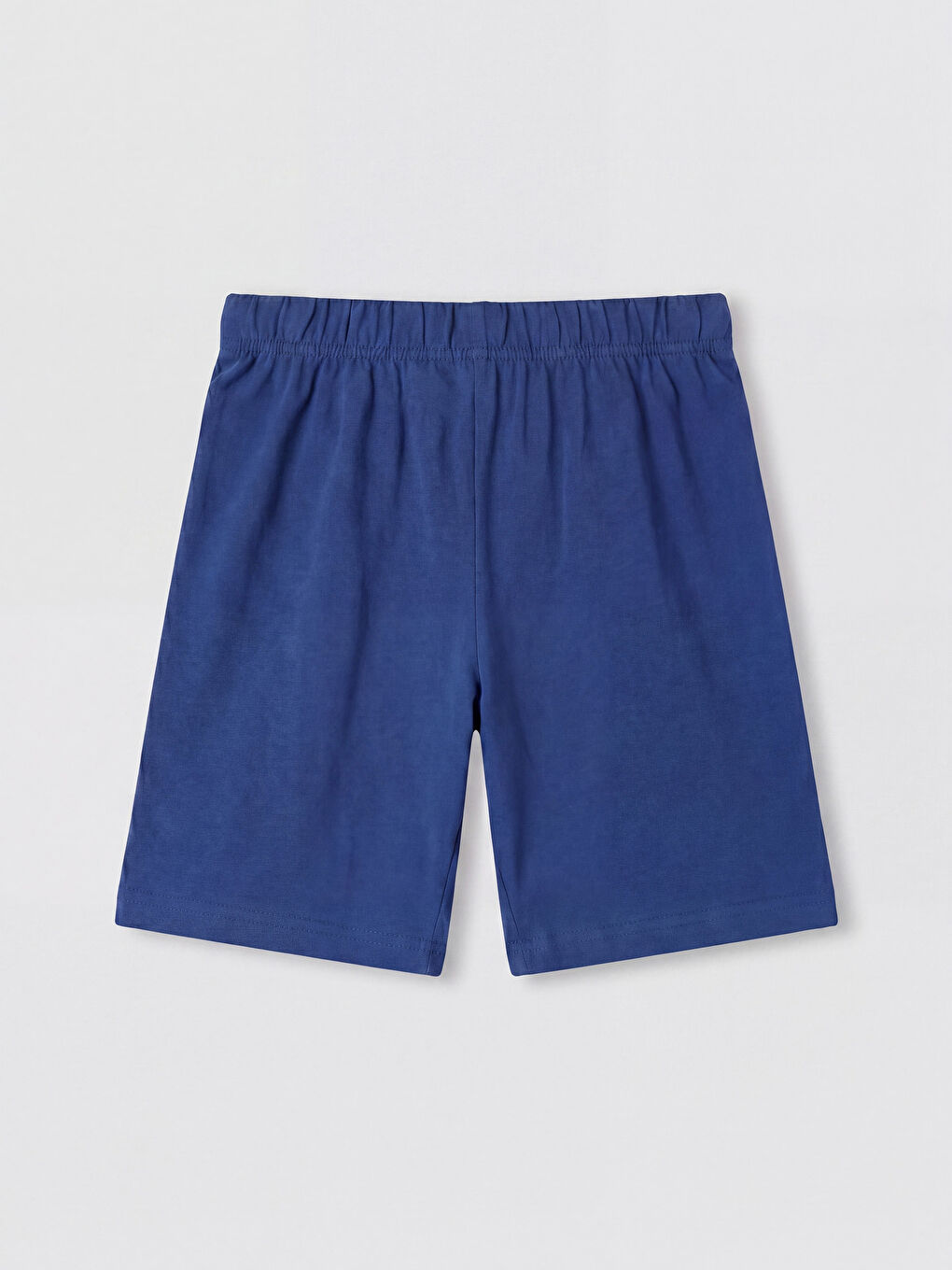 Beyaz Bisiklet Yaka Erkek Çocuk Şortlu Pijama Takımı-4