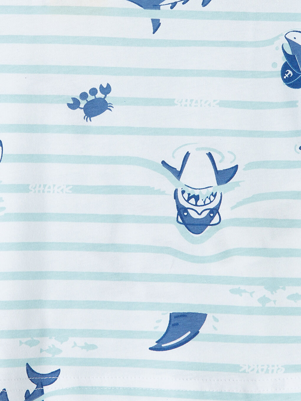 Beyaz Bisiklet Yaka Erkek Çocuk Şortlu Pijama Takımı-5