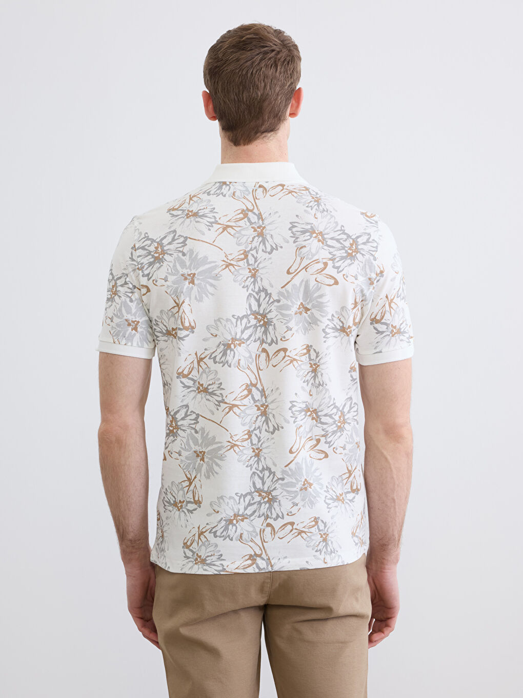 Polo Collar Patterned Pique T-Shirt-3