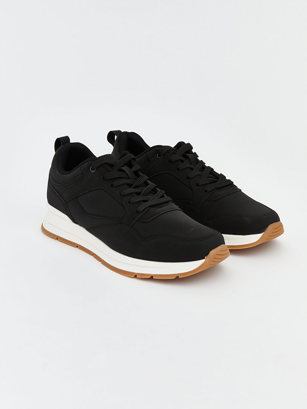 Siyah Deri Görünümlü Erkek Spor Ayakkabı