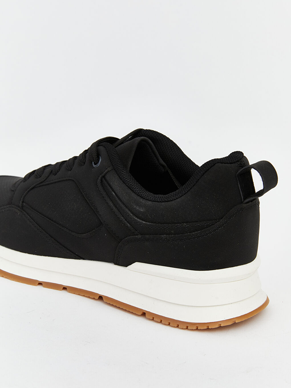 Siyah Deri Görünümlü Erkek Spor Ayakkabı-4