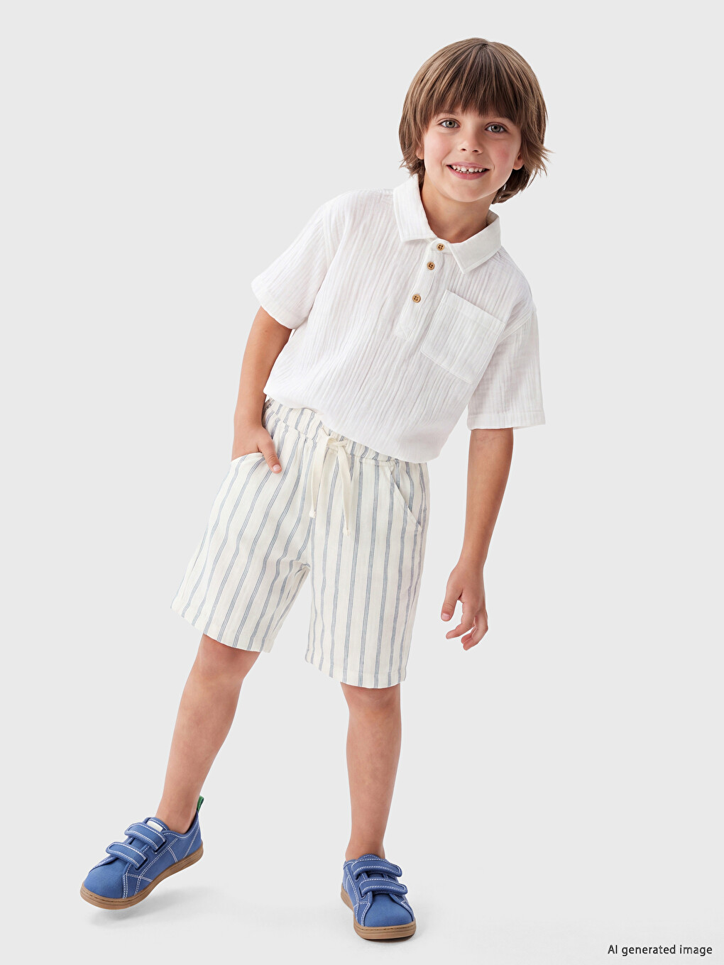Striped Patterned Elastic Waist Boys' Shorts