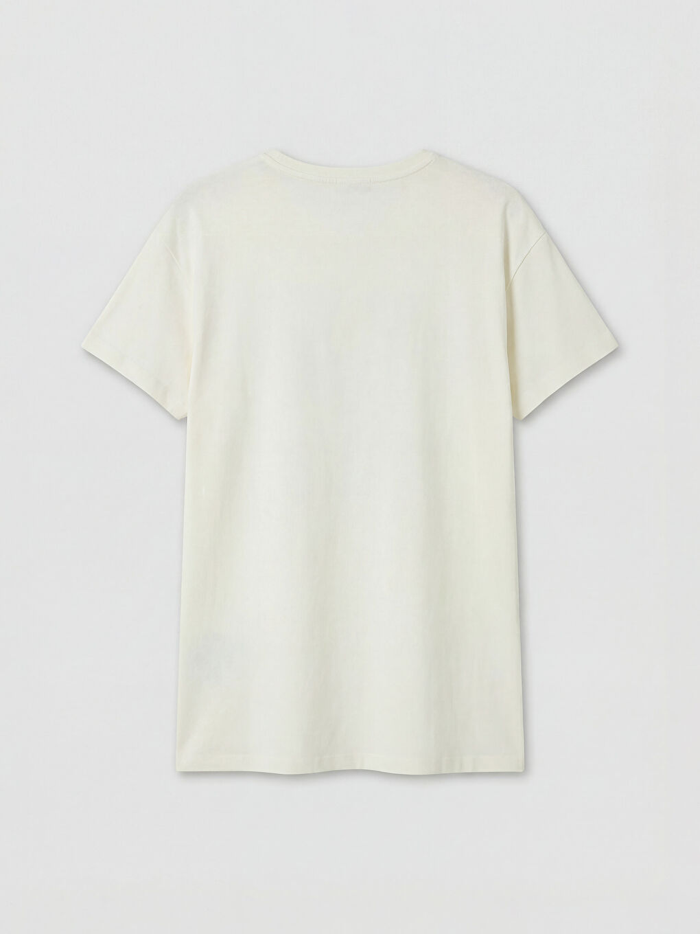 Ekru Bisiklet Yaka Baskılı Kadın Gecelik-1