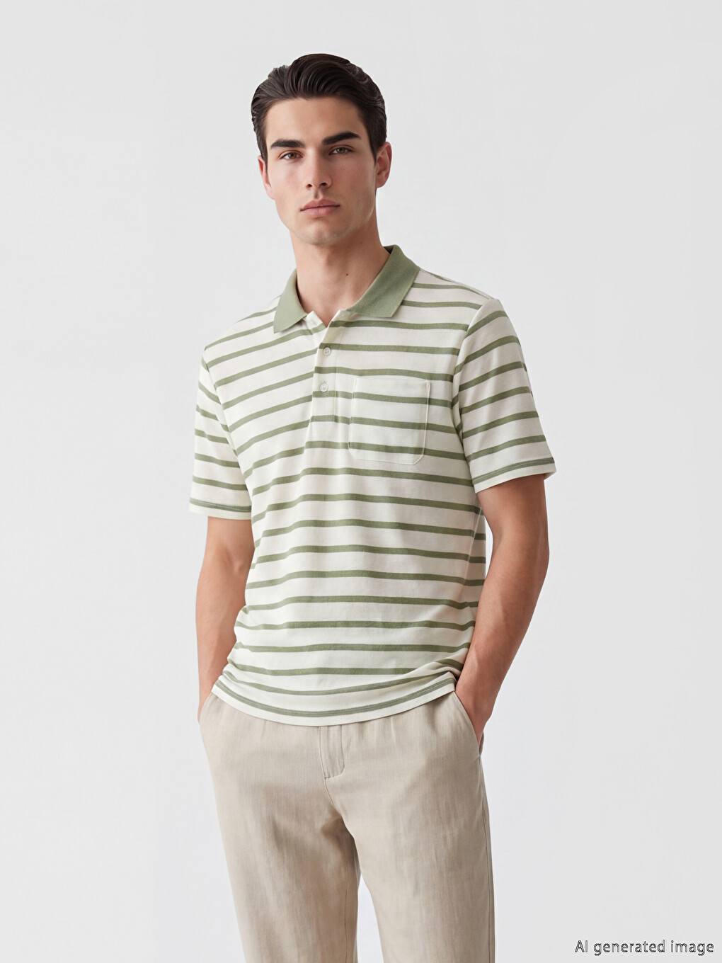 Tricou Polo Vărgat Bărbați-1