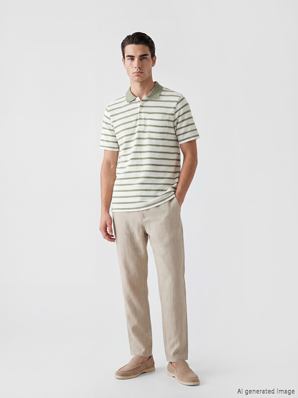Tricou Polo Vărgat Bărbați-2