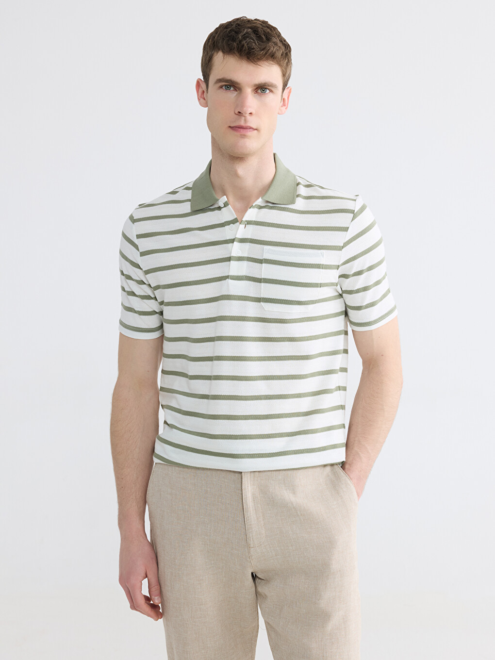 Tricou Polo Vărgat Bărbați