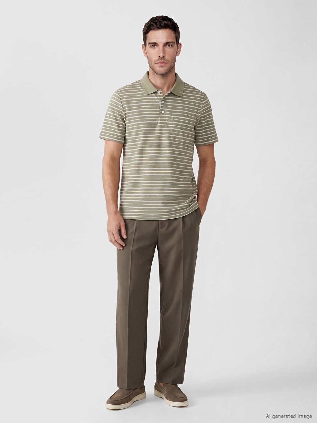 Polo Collar Striped Men's T-Shirt-1
