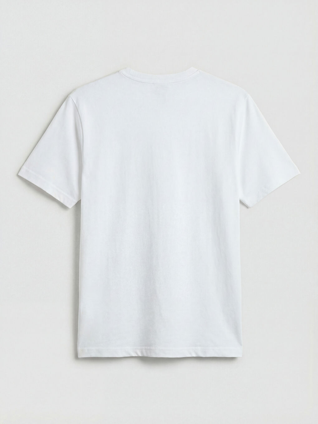 Beyaz Bisiklet Yaka Baskılı Erkek Penye Tişört-1