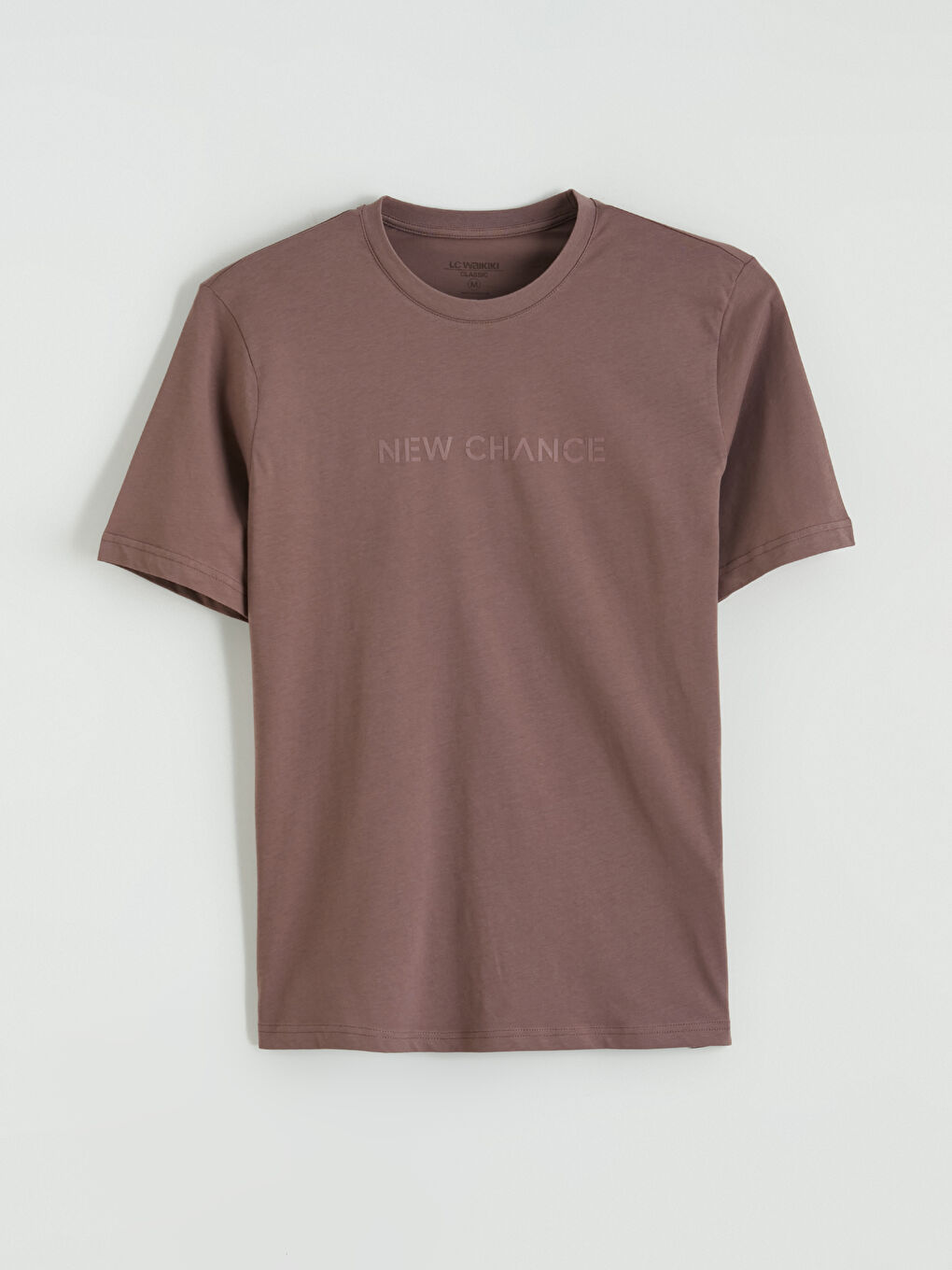 Pembe Bisiklet Yaka Baskılı Erkek Penye Tişört-4