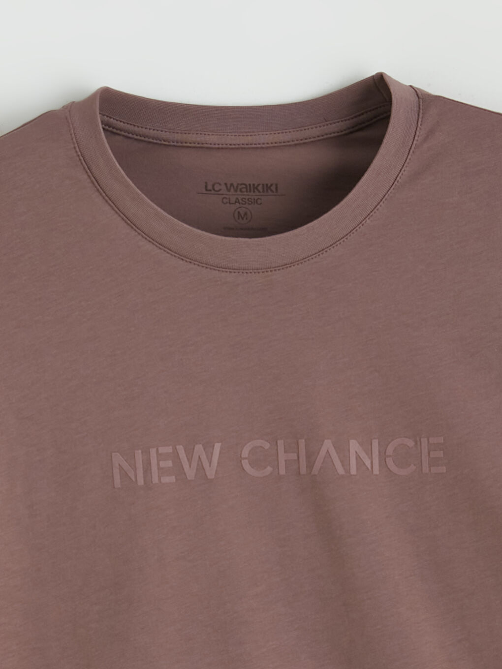 Pembe Bisiklet Yaka Baskılı Erkek Penye Tişört-5