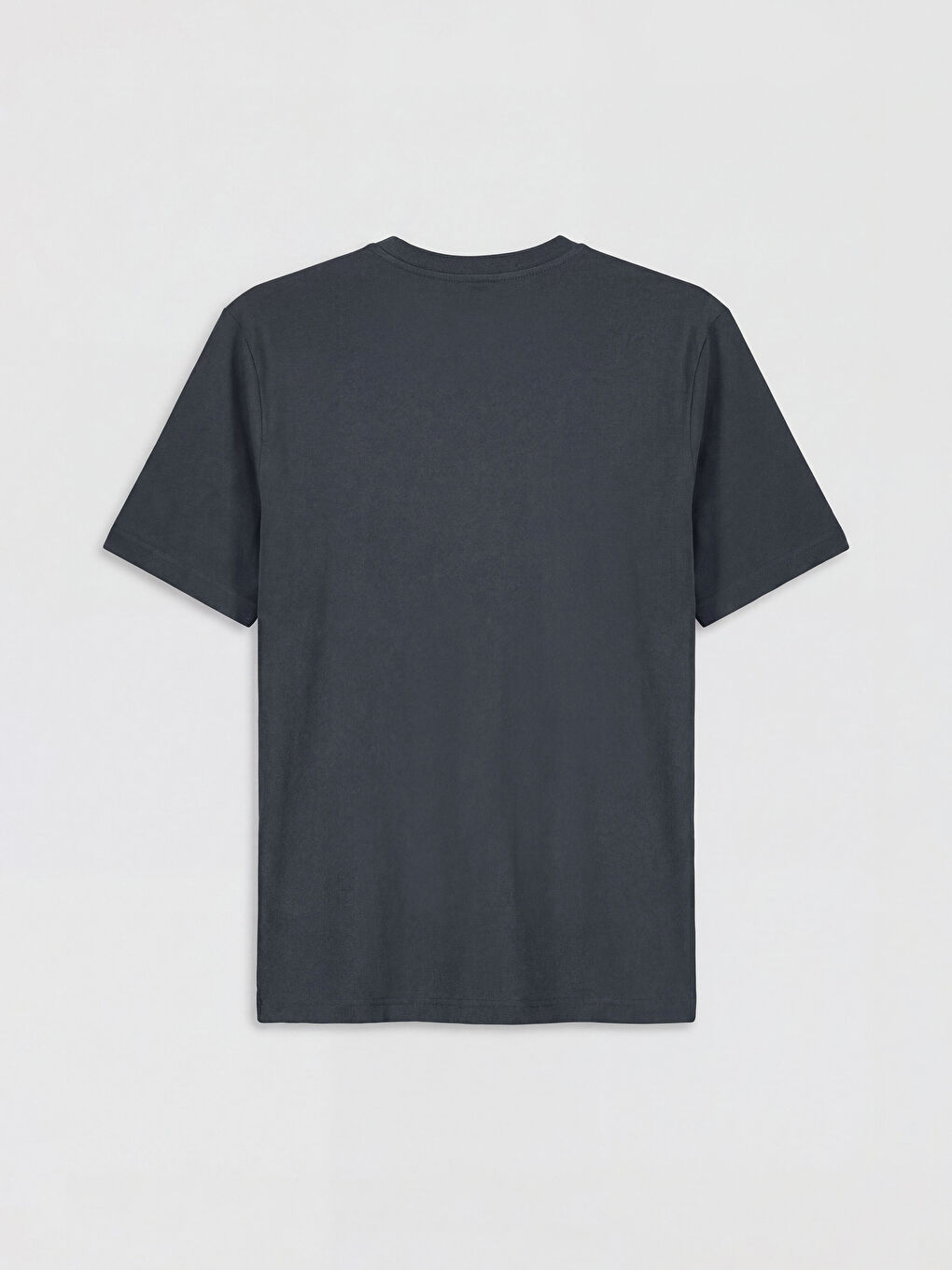 Antrasit Bisiklet Yaka Baskılı Erkek Penye Tişört-1