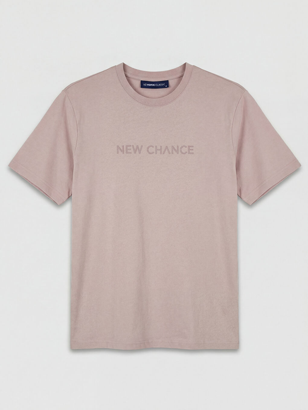 Pembe Bisiklet Yaka Baskılı Erkek Penye Tişört