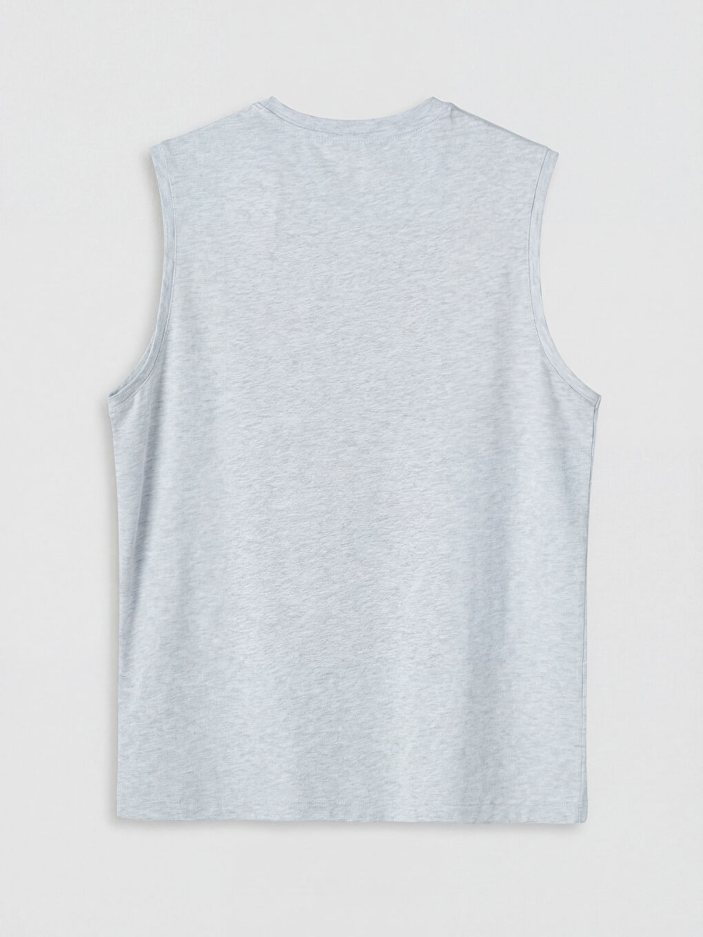 Bej Bisiklet Yaka Baskılı Erkek Kolsuz Tişört-1