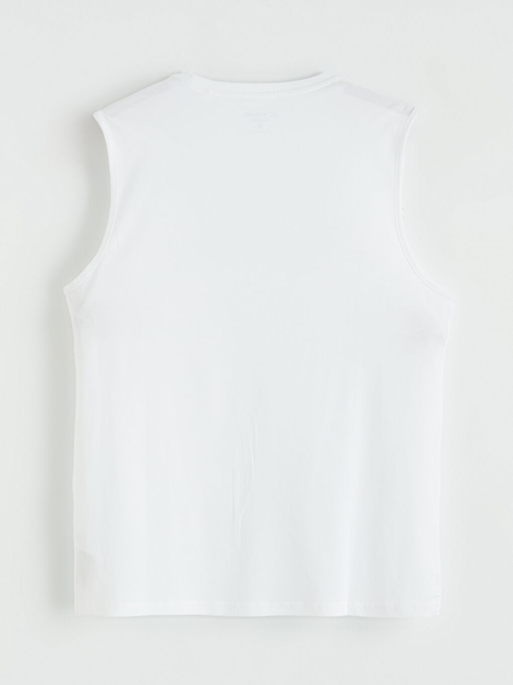 Beyaz Bisiklet Yaka Baskılı Erkek Kolsuz Tişört-6