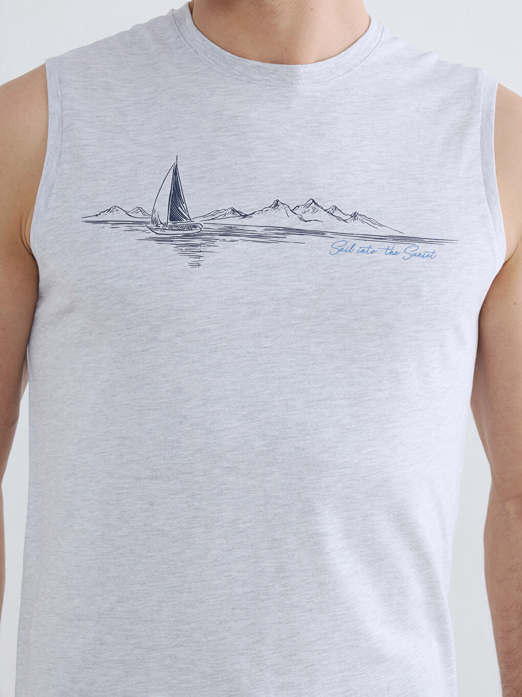 Crew Neck Printed Men's Sleeveless T-Shirt-2