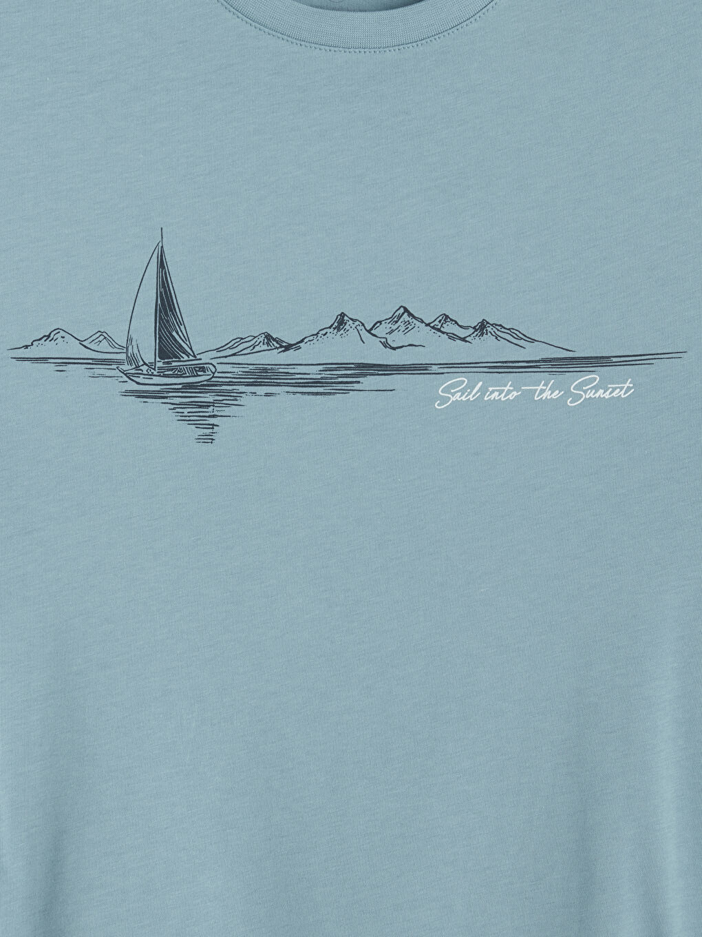 Mavi Bisiklet Yaka Baskılı Erkek Kolsuz Tişört-2