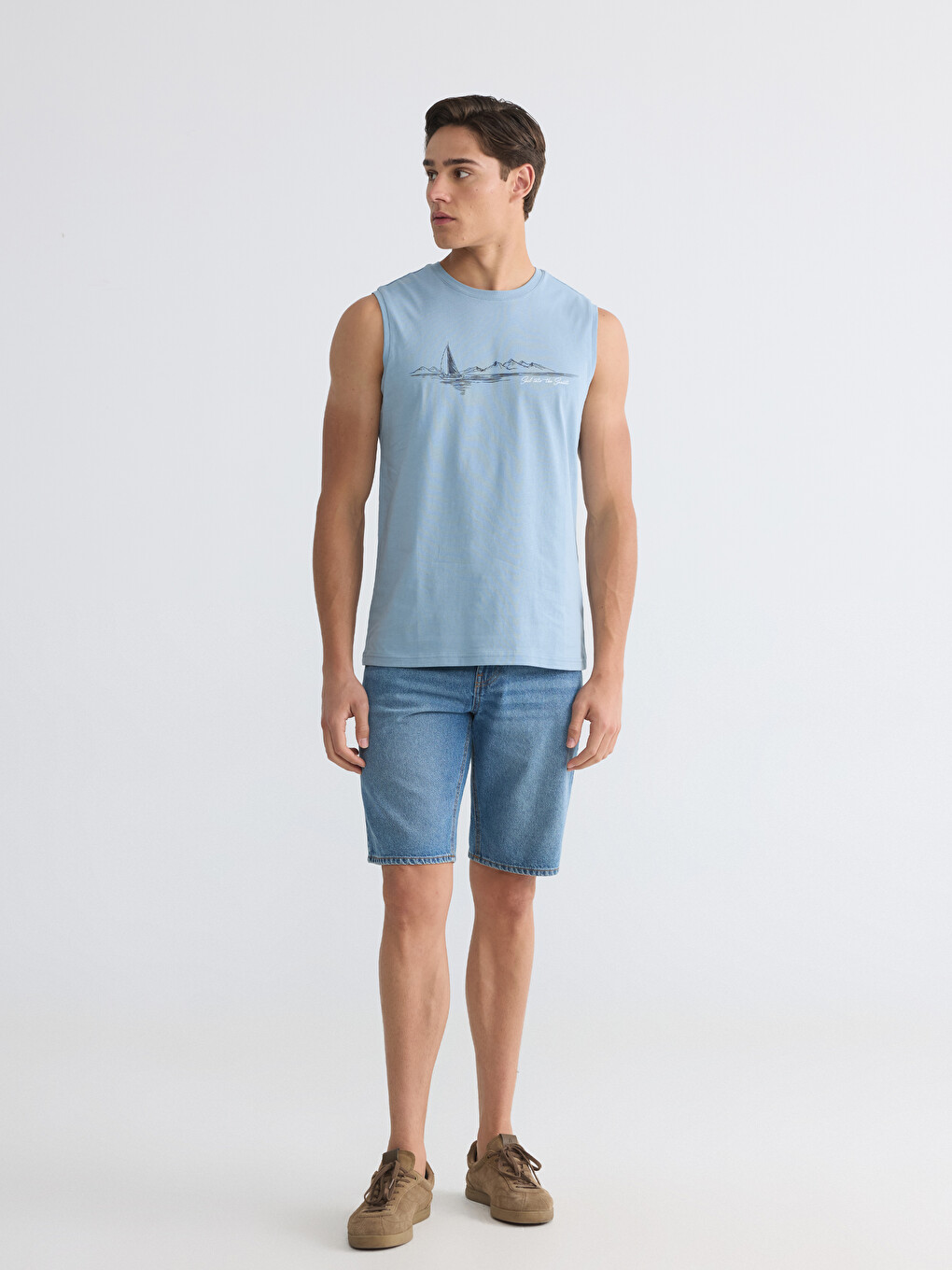 Crew Neck Printed Men's Sleeveless T-Shirt-1