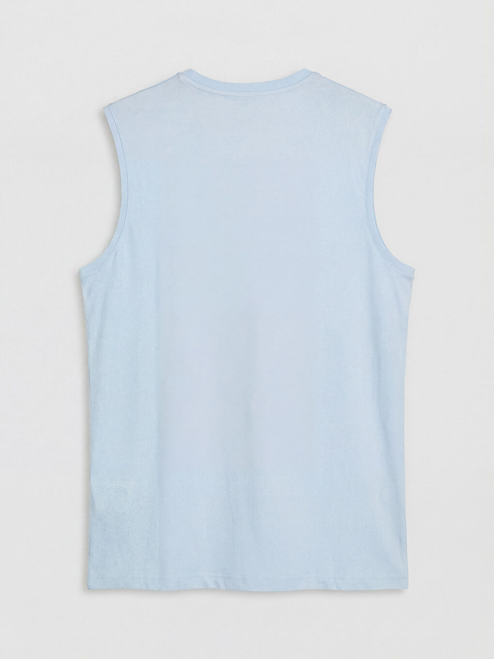 Mavi V Yaka Penye Erkek Kolsuz Tişört-1