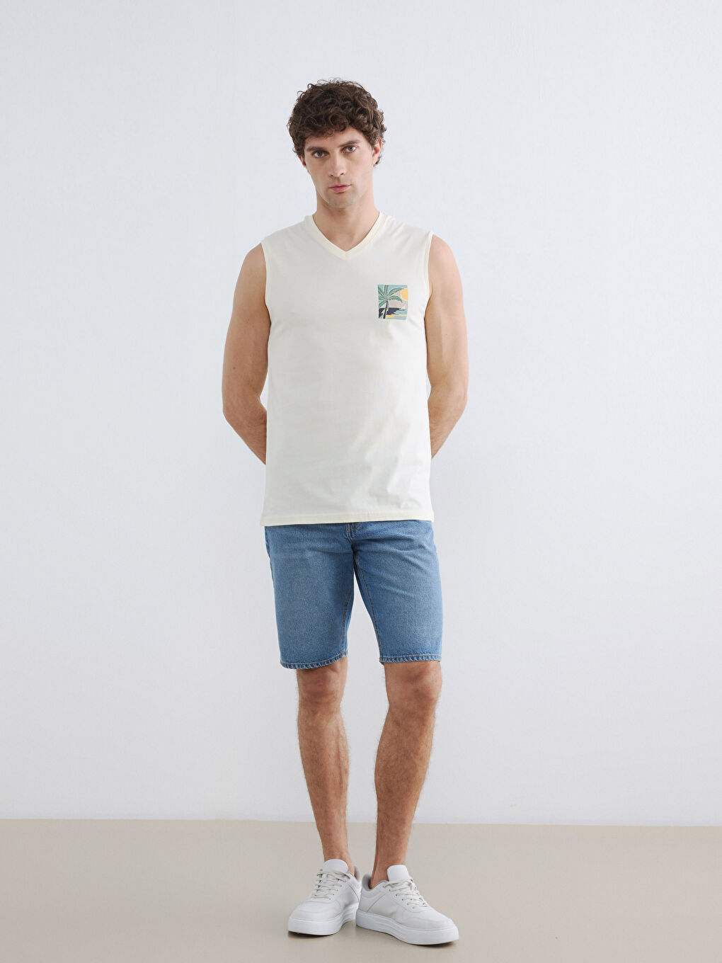 V Neck Jersey Men's Sleeveless T-Shirt-1