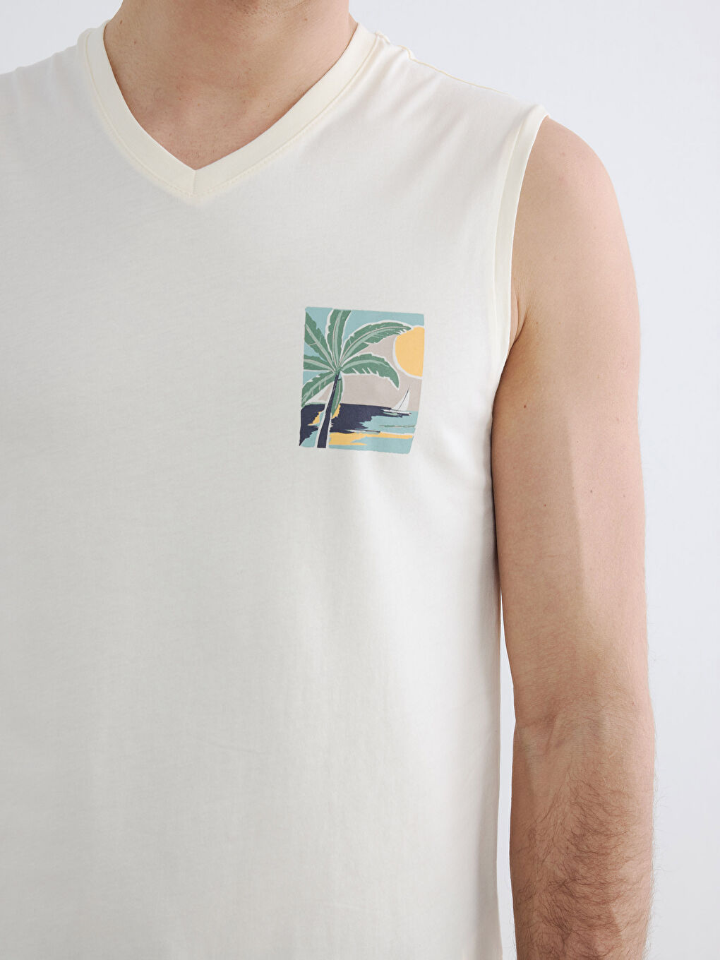 V Neck Jersey Men's Sleeveless T-Shirt-2