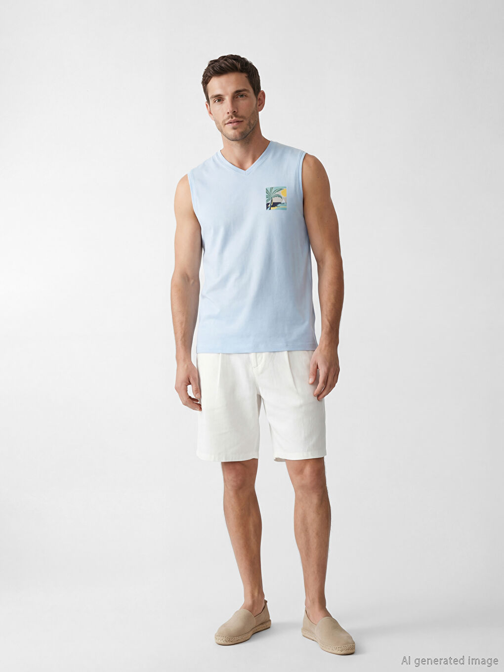 V Neck Jersey Men's Sleeveless T-Shirt-1