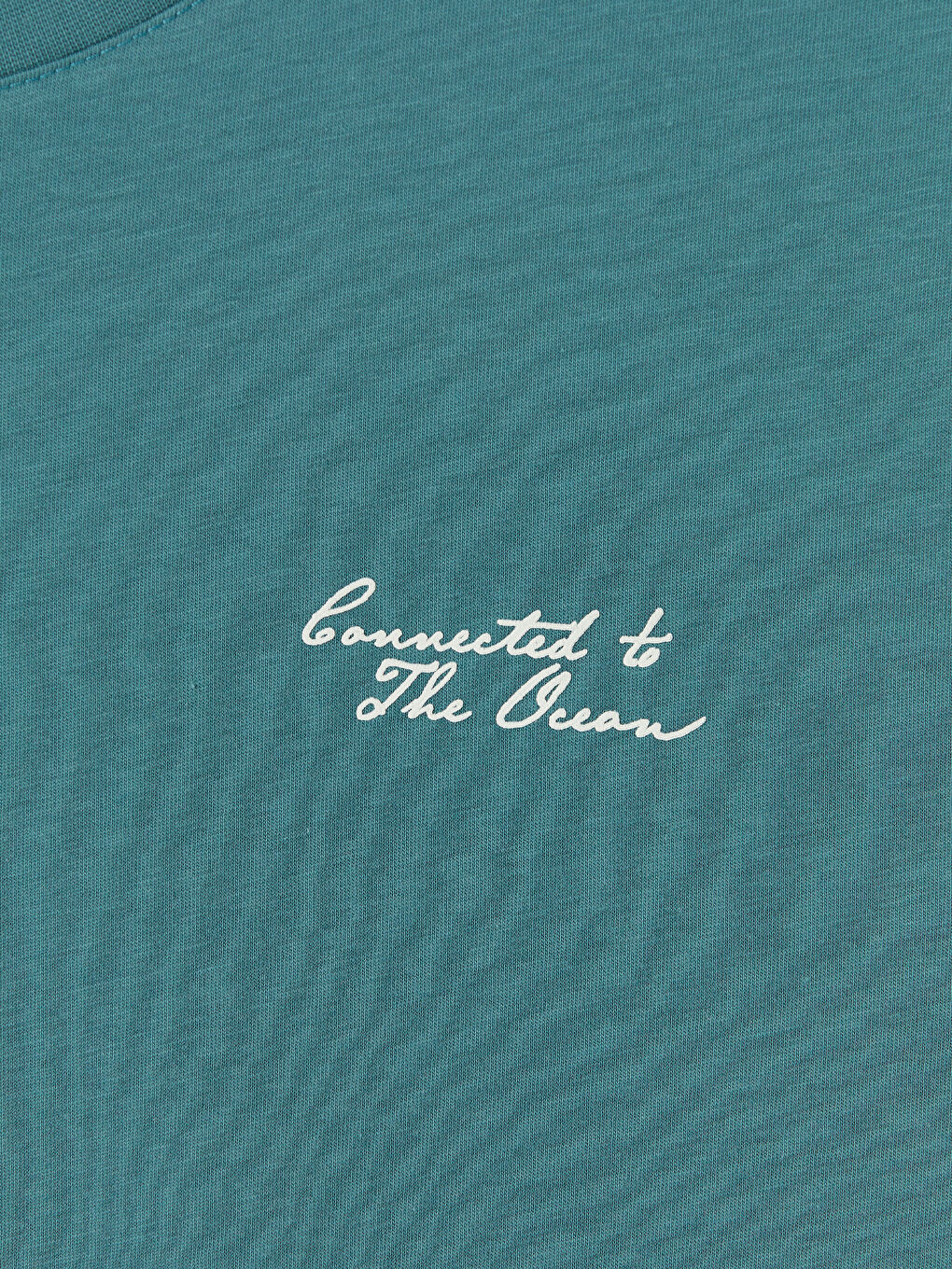 Petrol Bisiklet Yaka Nakışlı Erkek Tişört-2