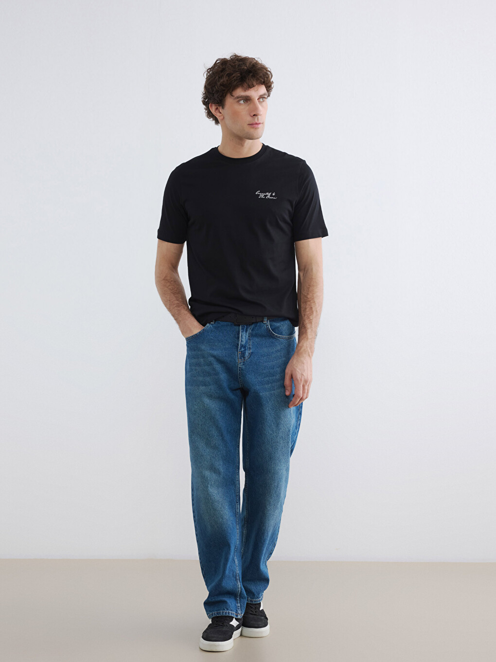 Crew Neck Embroidered Men's T-Shirt-1