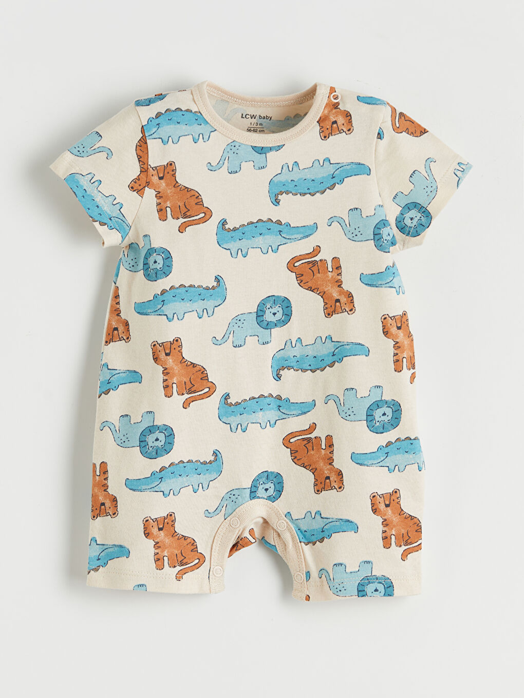 Bej Baskılı Erkek Bebek Tulum 2'li-3