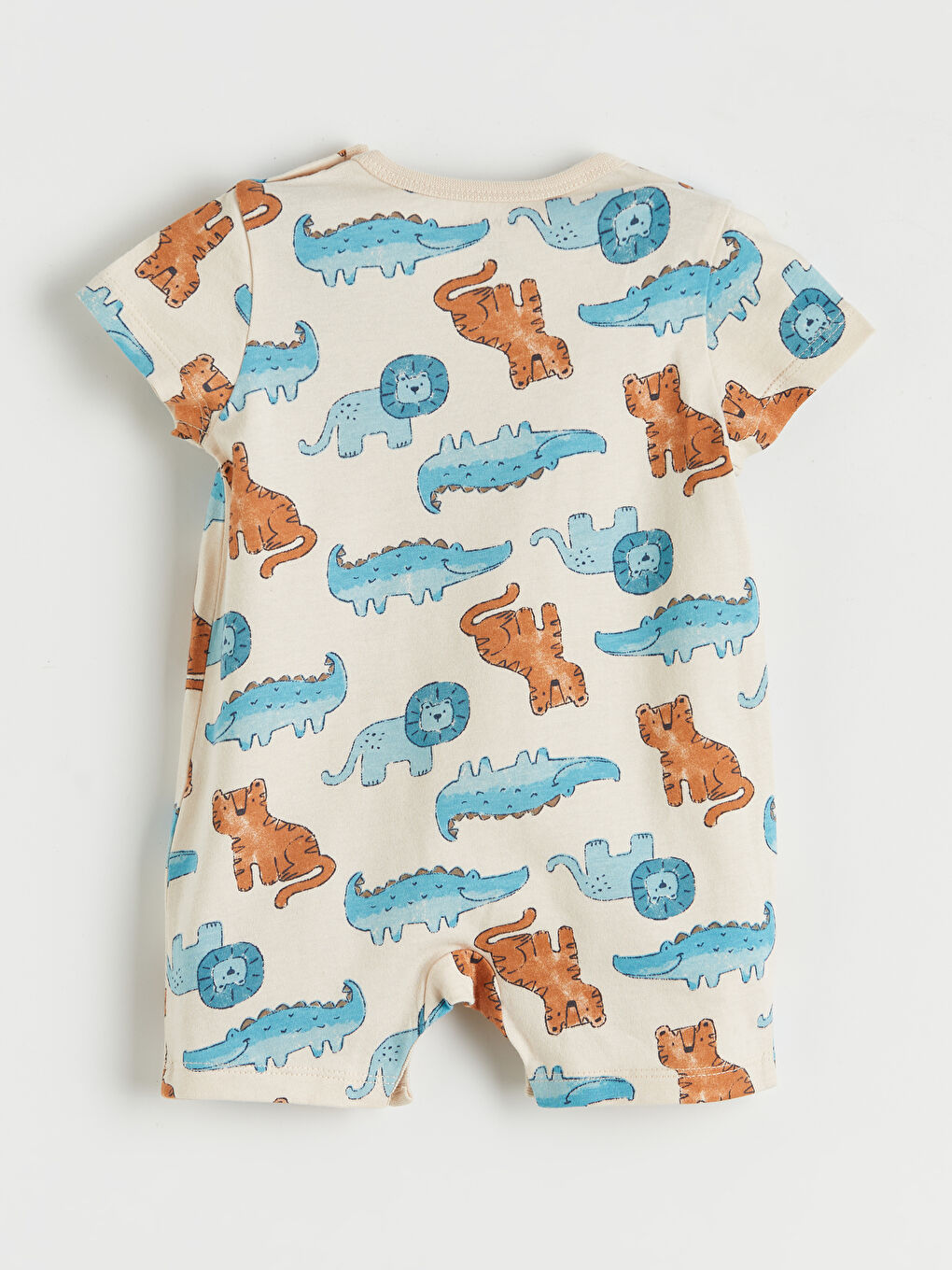 Bej Baskılı Erkek Bebek Tulum 2'li-4