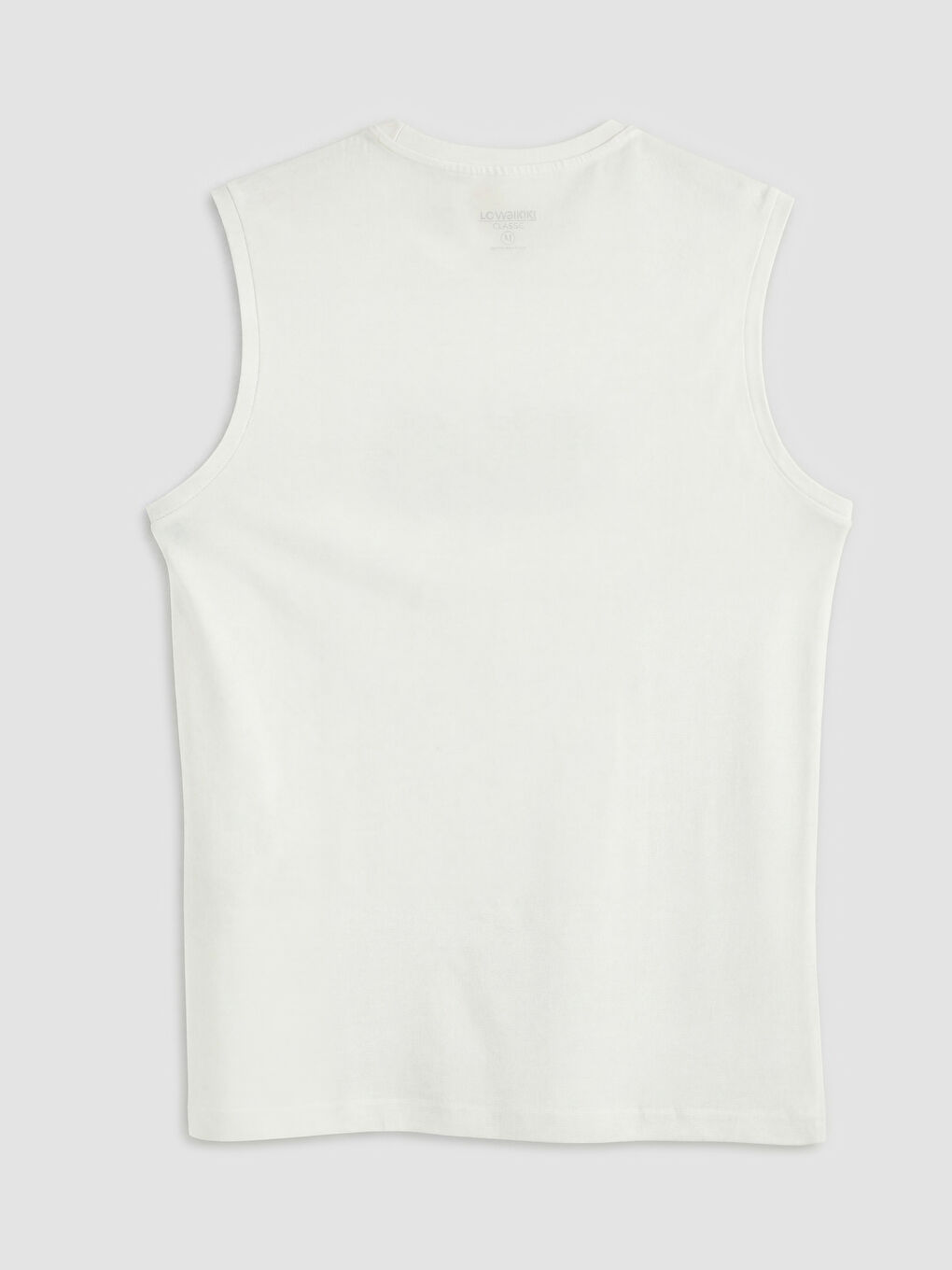 Ekru Bisiklet Yaka Baskılı Penye Erkek Kolsuz Tişört-1