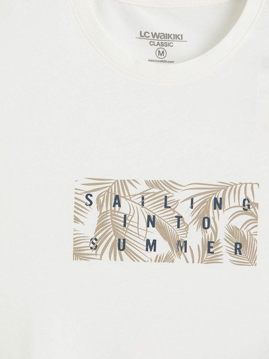 Ekru Bisiklet Yaka Baskılı Penye Erkek Kolsuz Tişört-2